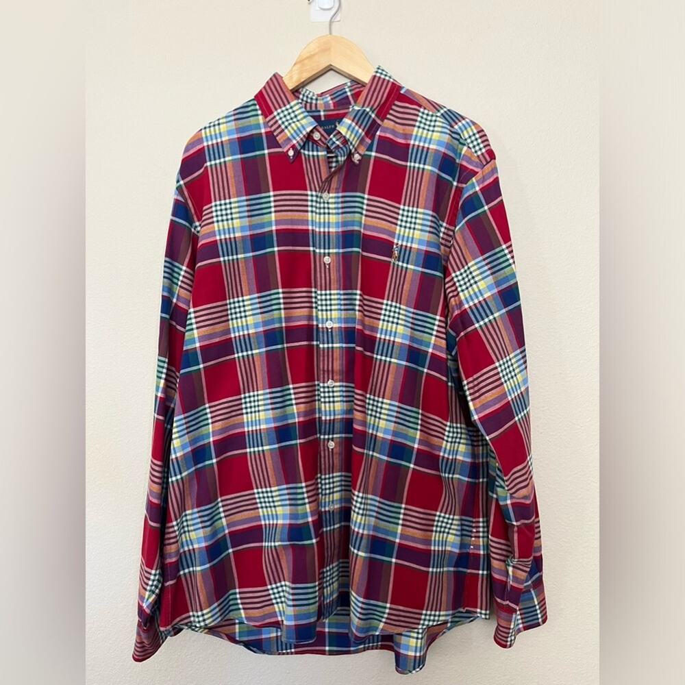 Ralph Lauren Classic Fit Plaid Button Front Long Sleeve Preppy Academia Shirt XL